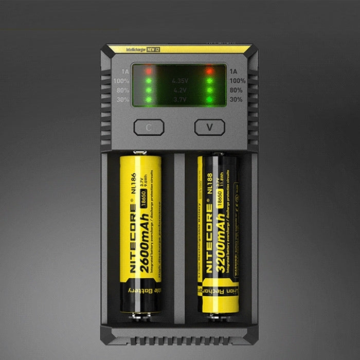 Nitecore NEW i2 Intelligent Digi Smart Charger with LED Indicator for 14500, 16340 (RCR123), 18650, 22650, 26650, Ni-MH and Ni-Cd (AA, AAA) Battery, NEW i2