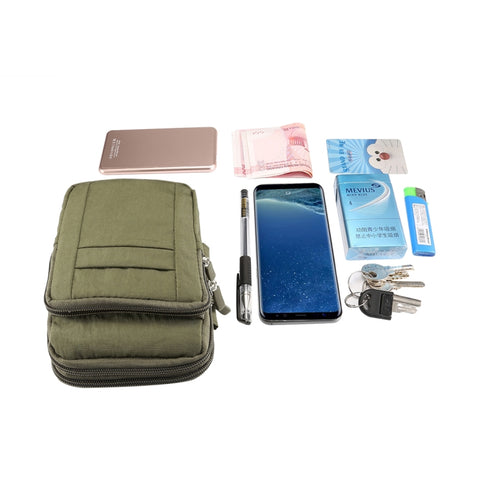 Outdoor Phone Carrying Case Pouch Nylon Crossbody Shoulder Cell Phone Holster Waist Belt Wallet Bag with Carabiner