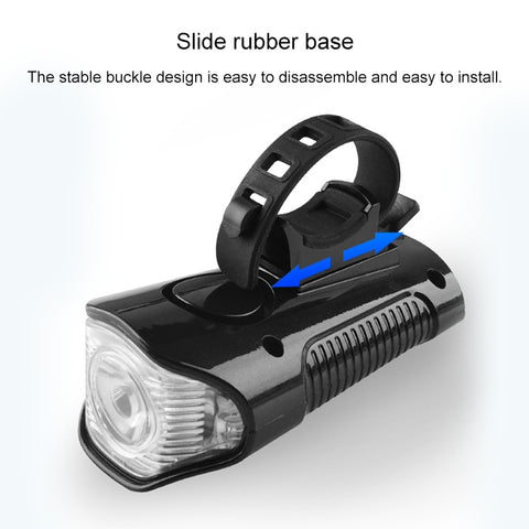 350LM USB Charging Waterproof Snap-on Bicycle Headlight with Speaker & Stopwatch Function, Black, Blue, Red