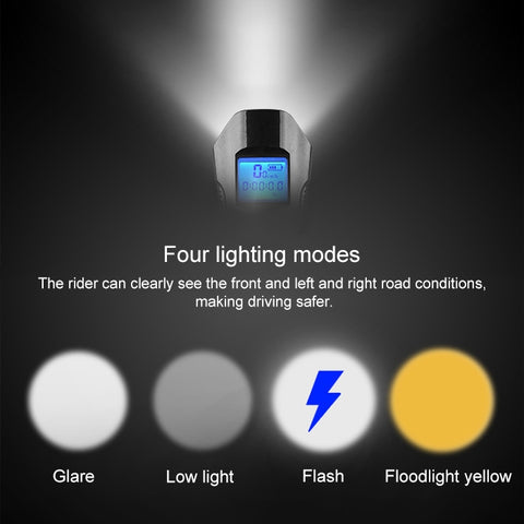 350LM USB Charging Waterproof Snap-on Bicycle Headlight with Speaker & Stopwatch Function, Black, Blue, Red