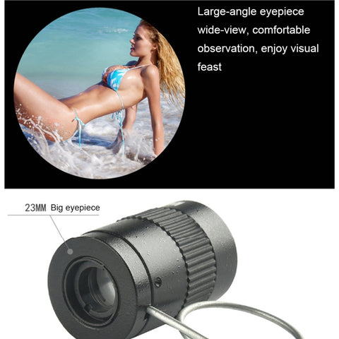 2.5x17.5mm Mini Pocket Miniature Telescope with Finger Buckle, 2.5x17.5 Black, 2.5x17.5 Gold