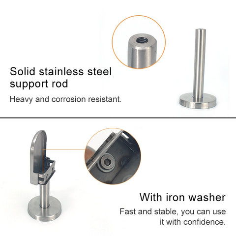 201 Stainless Steel Glass Fish Mouth Support Rod Fixing Clip with 14x40mm Rod, Specification: S, S, with 14x40mm Rod