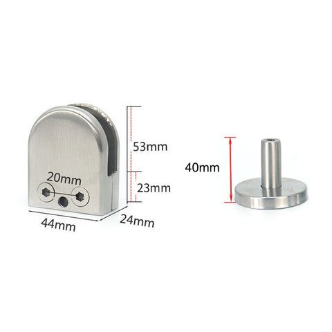 201 Stainless Steel Glass Fish Mouth Support Rod Fixing Clip with 14x40mm Rod, Specification: M, M, with 14x40mm Rod