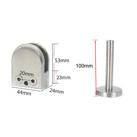 201 Stainless Steel Glass Fish Mouth Support Rod Fixing Clip with 14x100mm Rod, Specification: M, M, with 14x100mm Rod
