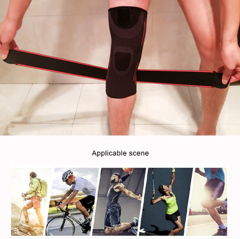 Sports High Elastic Shockproof Non-slip Silicone Knee Support Guards with Pressure Strip Size: XL, XL