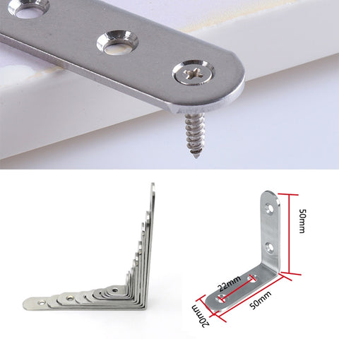 10pcs Stainless Steel 90 Degree Angle Bracket,Corner Brace Joint Bracket Fastener Furniture Cabinet Screens Wall (50mm), 50mm (10pcs)