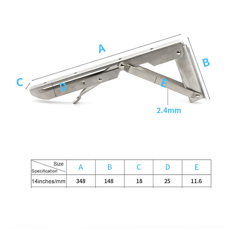 14 inch K Type Wall-mounted Foldable Stainless Steel Spring Storage Shelf for Dining Table, 14 inch