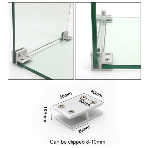 Aluminum Alloy Glass Combination Clamp Cabinet Partition Fixing Clip, 180 degrees Cliped 8-10mm, 180 degrees Cliped 8-10mm