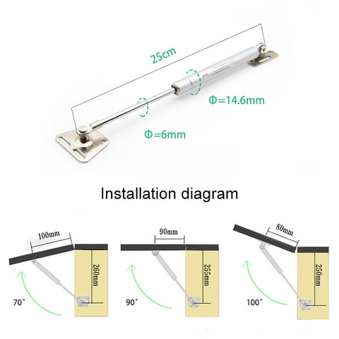 Iron Head Cabinet Gas Holder Hydraulic Rod Buffer Telescopic Strut, 10 inch 80N (8kg), Iron Head, 10 inch 80N (8kg)