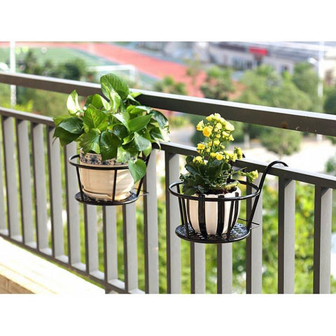 Iron Metal Railing Potted Plant Shelves Hanging Flowerpot Rack