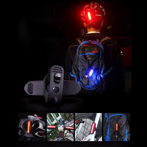 AQY-096 IPX4 Detachable USB Rechargeable Dual Color LED Bike Taillight, White & Red, Blue & Red