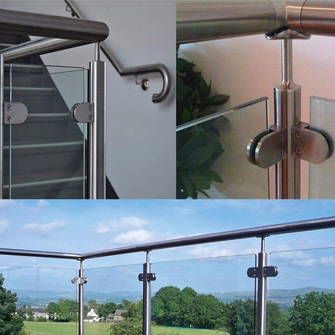9-14mm Flat Bottom Matte Polished  201 Stainless Steel Fixed Clip Railing Glass Wood Layer Board Clamp Bracket, 9-14mm, Flat Bottom, 201 Stainless Steel