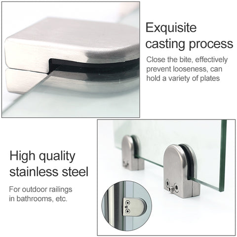 8-12mm Flat Bottom Matte Polished  304 Stainless Steel Fixed Clip Railing Glass Wood Layer Board Clamp Bracket, 8-12mm, Flat Bottom, 304 Stainless Steel