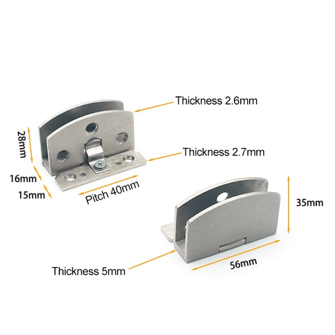 Open Hole Free Brushed Surface Glass Hinge, Size: L, 8-10mm, L
