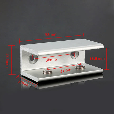 Double Hole Aluminum Alloy Glass Fixing Clip, L, 16mm, L, 16mm