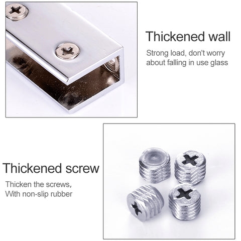 Zinc Alloy Bright Fixed Bracket Connection 10mm Rectangular Glass Fixing Clamp, 10mm Rectangular