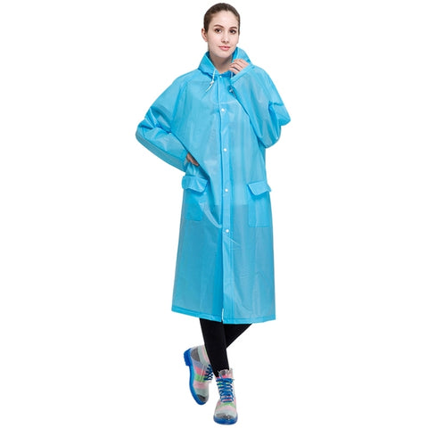 Fashion Adult Lightweight EVA Transparent Frosted Raincoat Big Hat With Pocket Size: L