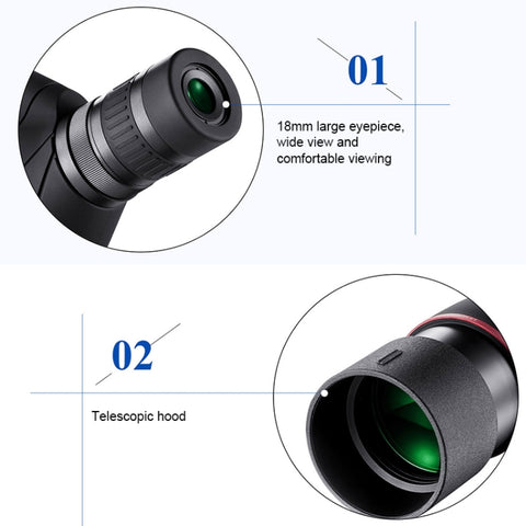 HTK-72 20x-60x High Definition Night Vision Zoom Monocular Telescope for Outdoor Camping Birdwatching with Tripod, 20 x 60