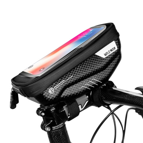 WILD MAN E1 Waterproof Front Bag MTB Mobile Phone Sets Bicycle Tube Bag Riding Accessories, E1 (Black), E1 (Red)