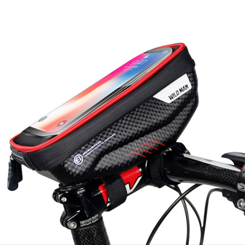 WILD MAN E1 Waterproof Front Bag MTB Mobile Phone Sets Bicycle Tube Bag Riding Accessories, E1 (Black), E1 (Red)