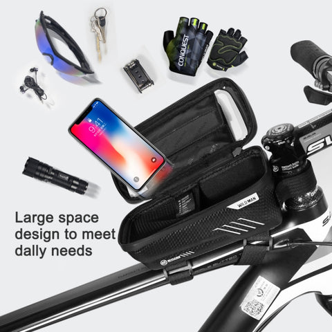 WILD MAN E2 Waterproof Front Bag MTB Mobile Phone Sets Bicycle Tube Bag Riding Accessories, E2 (Black), E2 (Red)