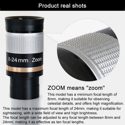 Astronomical Telescope 8-24mm All-metal Continuous Zoom Eyepiece, 8-24mm