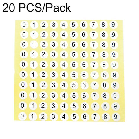 20 PCS Round Shape Number Sticker Shoe Size Label, Number 0-9, Number 0-9