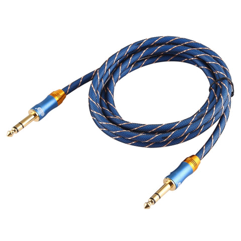 EMK 6.35mm Male to Male 4 Section Gold-plated Plug Grid Nylon Braided Audio Cable for Speaker Amplifier Mixer, Length: 2m