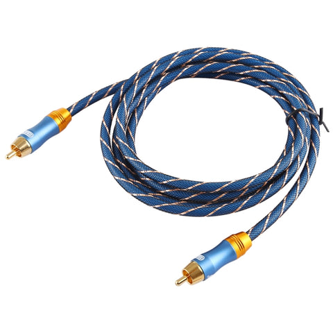 EMK 8mm RCA Male to 6mm RCA Male Gold-plated Plug Grid Nylon Braided Audio Coaxial Cable for Speaker Amplifier Mixer, Length: 2m