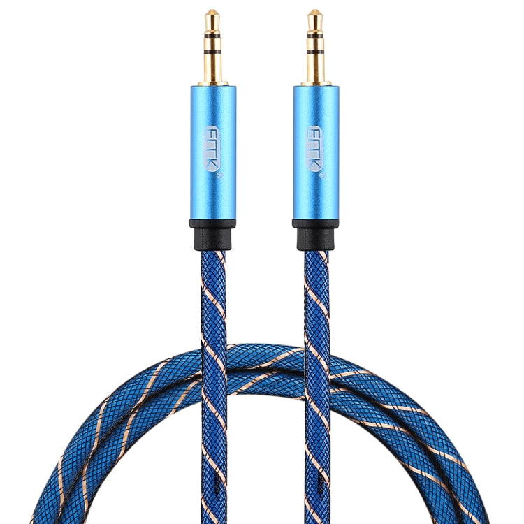 EMK 3.5mm Male to Male Grid Nylon Braided Audio Cable for Speaker / Notebooks / Headphone, Length: 0.5m