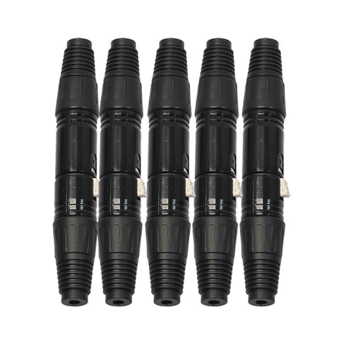 5 Pairs Black 3 Pin XLR Audio Cable Connector Male and Female, 5 Pairs