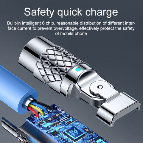 Mech Series 6A 120W USB to Type-C 180-degree Metal Plug Fast Charging Cable, Length: 1.8m, 1.8m Type-C, 1.8m 180-degree Type-C