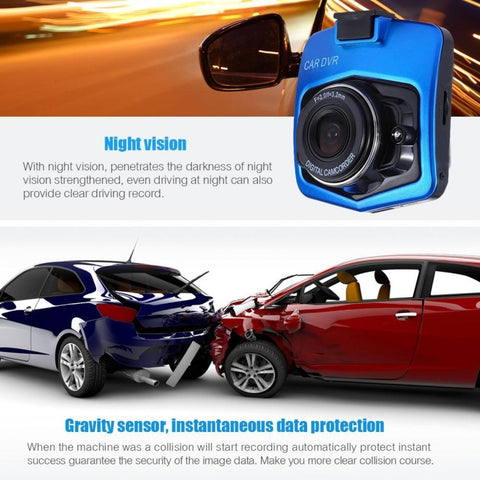 VGA 480P Car Camcorder DVR Driving Recorder Digital Video Camera Voice Recorder with 2.4 inch LCD Screen Display, Support 32GB Micro TF Card & Infrared Night Vision Function(Black + Blue), 2.4 inch LCD