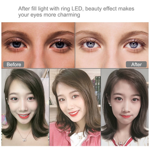 PULUZ 10.2 inch 26cm Light + Desktop Tripod Mount USB 3 Modes Dimmable Dual Color Temperature LED Curved Diffuse Light Ring Vlogging Selfie Photography Video Lights with Phone Clamp, 10.2 inch + Desktop Tripod, 10.2 inch Curved+Tripod