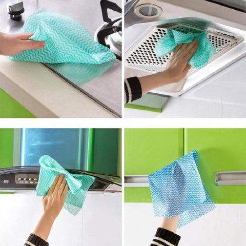50 Sheets Non-Woven Disposable Washing Towels Dishcloth, Orange, Blue, Red, Green