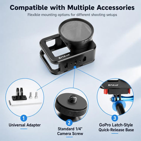 PULUZ  Aluminum Alloy Protective Cage with 58mm UV Lens & Lens Cover for GoPro MISSION 1 / 1 PRO, Protective Cage