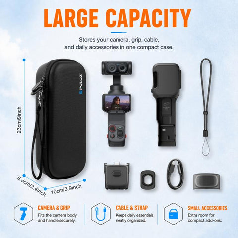 For Insta360 Luna Ultra PULUZ Hard Carrying Case PU Diamond Pattern EVA Protective Storage Bag, For Insta360 Luna Ultra / Pro