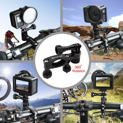 PULUZ 360 Degree Rotation Bike Aluminum Handlebar Adapter Mount with Screw for GoPro, Insta360, DJI and Other Action Cameras, Handlebar Adapter Mount 2