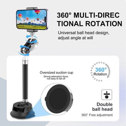PULUZ Car Suction Cup Arm Mount Phone Tablet Magnetic Holder with Phone Clamp, Car Suction Cup Arm