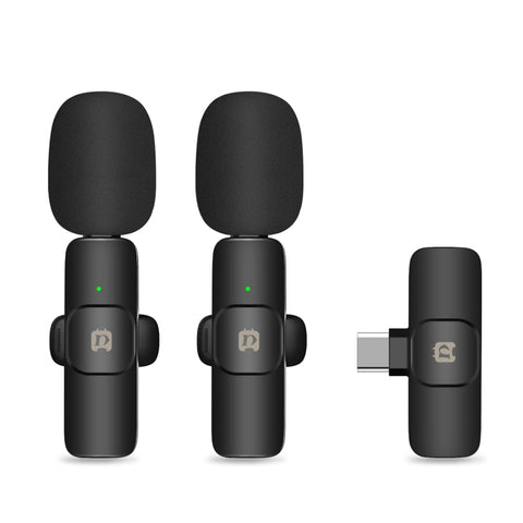 PULUZ Wireless Lavalier Noise Reduction Reverb Microphones for Type-C Phone, Type-C Receiver and Dual Microphones, Type-C Receiver and Dual Microphones