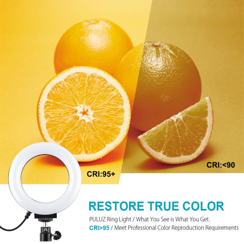 PULUZ 4.7 inch 12cm Curved Surface USB 10 Modes 8 Colors RGBW Dimmable LED Ring Vlogging Photography Video Lights with Tripod Ball Head, 4.7 inch RGBW