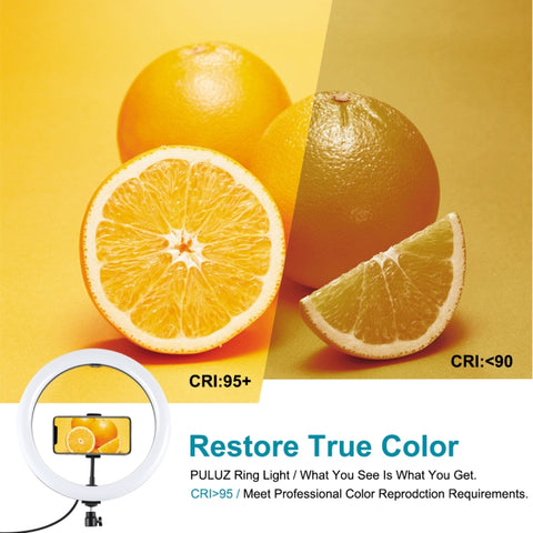 PULUZ 11.8 inch 30cm USB 3 Modes Dimmable Dual Color Temperature LED Curved Diffuse Light Ring Vlogging Selfie Photography Video Lights with Phone Clamp, 11.8 inch