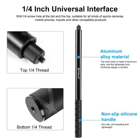 PULUZ 2m Metal Selfie Stick Monopod  for Insta360 One RS / X2 / X3, 2m Monopod