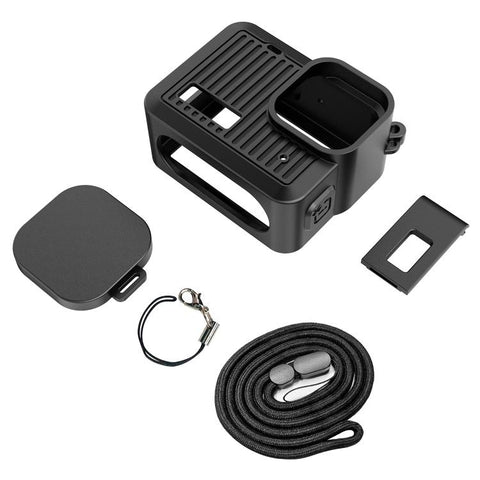 For GoPro HERO 2024 PULUZ Silicone Protective Case Side Interface Cover with Wrist Strap & Lens Cover, Silicone Protective Case