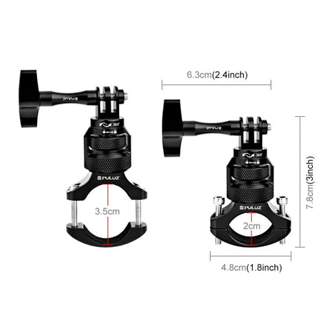 PULUZ 360 Degree Rotation MotorBike Aluminum Mount Handlebar Adapter with Screw for GoPro, Insta360, DJI and Other Action Cameras, Handlebar Adapter Mount 3