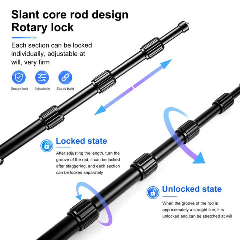 PULUZ 1.5m Aluminum Alloy Invisible Selfie Stick Anti-Shake Vlog Locking Telescopic Extension Monopod