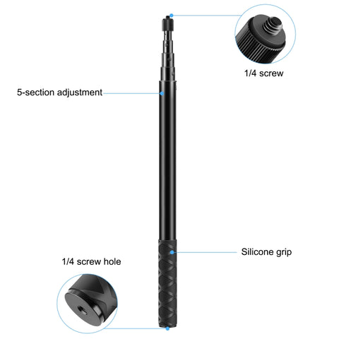 PULUZ 157cm Metal Selfie Stick Monopod  for Insta360 One RS / X2 / X3 / X4 / DJI Osmo 360, 150cm Monopod