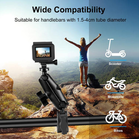 PULUZ Motorcycle Crab Clamp Handlebar Fixed Mount Holder for DJI, Insta360, GoPro and Other Action Cameras, Crab Clamp Mount