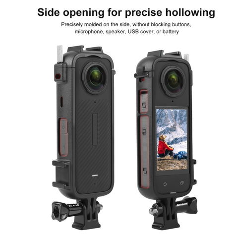 For Insta360 X4 PULUZ Cold Shoe PC Plastic Protective Frame with Adapter Mount & Screw, Cold Shoe PC Frame