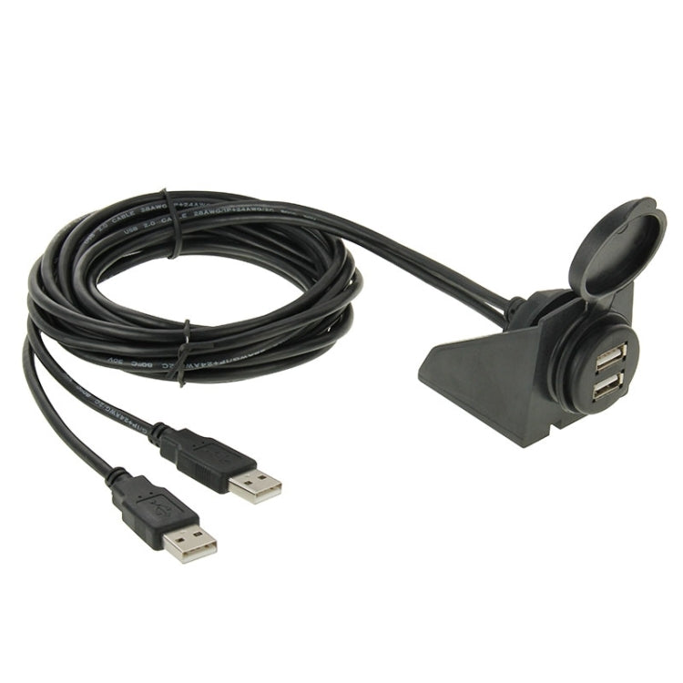 2 USB 2.0 Male to Female Extension Cable with Car Flush Mount, Length: 2m, 2 USB 2.0 Male to Female